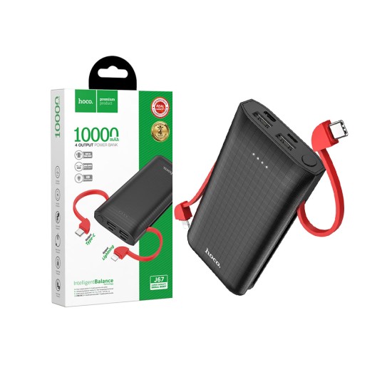 POWER BANK HOCO J67 CON PUERTOS USB DOBLES 2A 10000MAH NEGRO